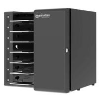 Manhattan Laptop Charging Cabinet Desktop via USB-C 16" 7-bay via USB-C 65W, Suitable for USB-C laptops (to 16"), iPads, MacBooks, Chromebooks, other USB-C devices, Bays 402x290x50mm, USB-C charging cables included,Cart, UK & EU