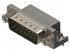 Connector: D-Sub | PIN: 15 | socket | male | angled | THT | MHDR