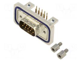 Connector: D-Sub | plug | right | THT | 7.5A | black