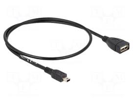 Cable | USB 2.0 | USB A socket,USB B mini plug | 0.5m | black | 28AWG