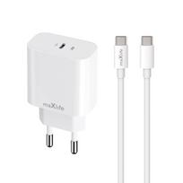Mobilieji telefonai ir priedai // USB tinklo įkrovikliai // Maxlife ładowarka sieciowa pd qc mxtc-06-20c 1x usb-c 20w biała + kabel usb-c – usb-c 20w