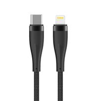 Planšetdatori ir planšetinių kompiuterių priedai // USB Kabeliai // Maxlife kabel mxuc-08 usb-c – lightning 1,0 m 27w czarny nylonowy