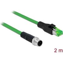 DELOCK tinklo kabelis M12 4 kontaktų D-koduotas > RJ45 St PVC 2m