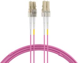 EFB LWL kabelis Duplex Jumper LC-LC 50/125 OM4 20 metrų LSZH be halogenų erika violetinė 2.0mm patikrintas su matavimo protokolu