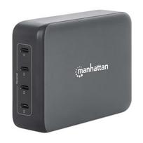 Įkroviklis Manhattan 4 prievadų GaN USB Power Delivery stotelė PD 3.1 su keturiais USB-C PD prievadais iki 140W kiekvienam, 240 W bendra galia Black
