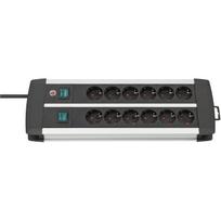 Brennenstuhl Premium ALU-Line 12-fach Duo Black mit 2 Schaltern, 3 m