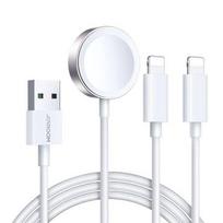 Joyroom Belaidis įkroviklis 3 viename Qi+Lightning+Lightning kabelis iPhone ir Apple Watch visoms serijoms su USB kabeliu 1,2m, 3,5W, White (S-IW007)