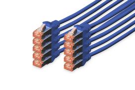 DIGITUS CAT 6 S/FTP tinklo kabelių rinkinys, 10 vnt., 2m, Blue