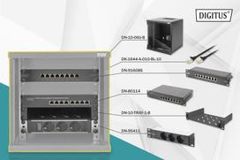 Spintelė Digitus Komplektas 10" spintelė rack + jungiklis + lizdų skydelis + priedai (DN-10-SET-1-B)