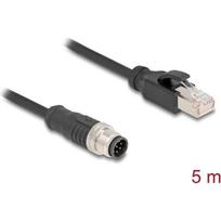 DELOCK M12 kabelis A-koduotas 8 kontaktų kištukas į RJ45 kištukas PVC 5 m