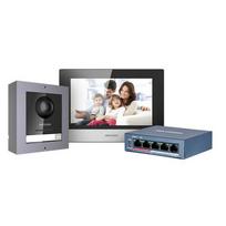 Orno HIKVISION DS-KIS602(B) komplektas vieno namo vaizdo domofonas PoE su 7" jutikliniu monitoriumi, WiFi, išoriniu FullHD kamera ir PoE jungikliu