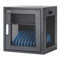 Manhattan Laptop Charging Cabinet Desktop via AC Adapter (EU) 10-bay, Install device's AC Adapter (power cables) into unit, Suitable for ALL laptops (to 16"), iPads, MacBooks, Chromebooks, other portable devices, Bays 380x30x280mm, Cart, Lockable