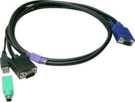 LevelOne KVM kabelis VGA->VGA, USB-A, PS/2 5.00m Black