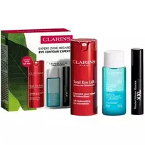 Clarins Set: Total Eye Lift Day Eye Serum, 15 ml + Instant Eye Makeup Remover Lotion, 30 ml + Wonder Volume Volumizing Mascara, Black, 3 ml *Miniature