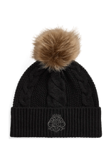 Lauren Ralph Lauren - Embroidered-Crest Pom-Pom Cable Beanie - Kepurė - Juoda