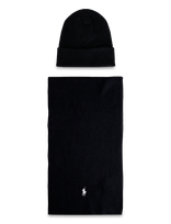 Polo Ralph Lauren - Rib-Knit Cotton Beanie & Scarf Gift Set - Kepurė - Tamsiai mėlyna