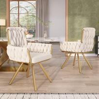 Samtinės valgomojo kėdės 2 vnt., metalinės kojos, beige