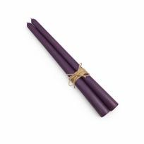 Violetinės stalo žvakės iš natūralaus bičių vaško, 26 cm (2 vnt.)