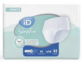 ID Sensitive Extra Plus M sauskelnės-kelnaitės šlapimo ir išmatų nelaikymui (80-120 cm), 14 vnt.