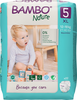 BAMBO NATURE XL-5 (12-18 kg) – 22 vnt. pakuotė sauskelnių
