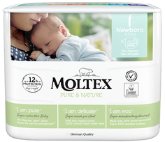 MOLTEX Eco Pure & Nature 1 dydis (2-4 kg) – 22 vnt. sauskelnių naujagimiams