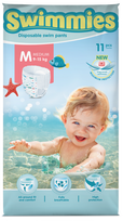 MOLTEX Swimmies M sauskelnės-maudymosi kelnaitės (9-15 kg), 11 vnt. pakuotėje