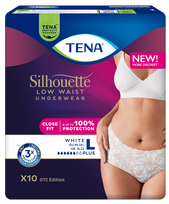 TENA Silhouette Plus White L kelnaitės nuo šlapimo nelaikymo, 10 vnt. pakuotėje