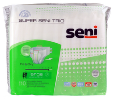 SENI Trio Super Large sauskelnės su juostelėmis, 10 vnt.