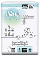 SLEEPY BIO Natural 4-9kg Midi sauskelnės – 56 vnt.