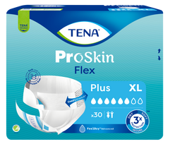 TENA Flex Plus XL – 30 sauskelnių su ergonomišku dizainu