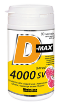 VITABALANS D-Max – 4000 TV kramtomosios tabletės su vitaminu D (100 µg), 90 vnt.