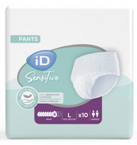 Sauskelnės-kelnaitės jautriai odai iD Sensitive Pants Maxi, L dydis (100-150 cm), pakuotėje 10 vnt.