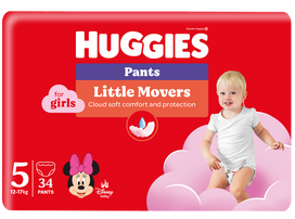 HUGGIES S5 Jumbo Pack Pants sauskelnės-kelnaitės mergaitėms, 12-17 kg, 34 vnt.