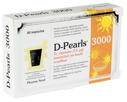 PHARMA NORD D-Pearls 3000 TV kapsulės (80 vnt.)