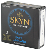 LIFESTYLES Skyn Extra drėkinamieji prezervatyvai, 3 vnt.