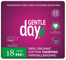 Ekologiškos medvilnės tamponai GENTLE DAY, 18 vnt.