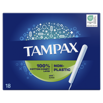 „Tampax“ supertampūnų be plastiko, 18 vnt.