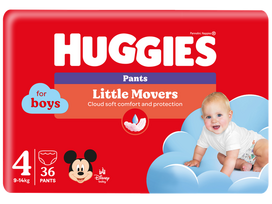 HUGGIES sauskelnės-kelnaitės berniukams, S4 dydis, 9-14 kg, Jumbo pakuotė, 36 vnt., užmaunamos