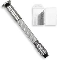 0,8–3 mm rankinis grąžtas epoksidinei dervai, mini grąžto spaustuvas su 10 vnt. spiralinių grąžtų, „pasidaryk pats“ papuošalams, gręžimo įrankis medienai, plastikui, moliui ir nekietoms medžiagoms