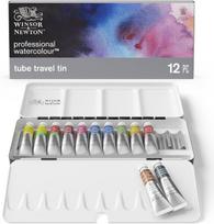 Winsor & Newton 0190552 profesionalūs akvareliniai dažai, ryškios akvarelės, skirtos menininkams, aukštas spalvų ryškumas ir švytėjimas, neblunka, archyvinė kokybė, metalinė akvarelės dėžutė, 12 spalvų