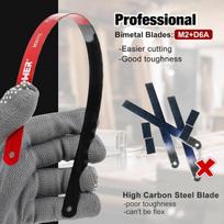 Maxpower metalo pjūklas 300 mm, rankinis pjūklas su 10 atsarginių ašmenų, bi-metalinio lanko pjūklas su 45°/90° pjovimo kampu, pjūklas metalui, medžiui, plienui, pvc vamzdžiams, šaldytai mėsai, profesionalus metalo pjūklas