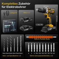 Sundpey akumuliatorinis atsuktuvas 21 V, akumuliatorinis gręžtuvas-suktuvas su 2 baterijomis 2.0 Ah, 45 Nm Max akumuliatorinis gręžtuvas, 2 greičių, 18+1 sukimo momento lygiai, 10 mm gręžimo griebtuvas, akumuliatorinis gręžtuvas ir atsuktuvas rinkinys nam