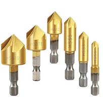 Ceymlem 6 vnt. grąžtai su įgilinimu medienai, 1/4" Hss - 4241 titanu dengtas įgilinimas medienai, šešiakampis jungtis nuožulnumui, griovelinis antgalis 6 mm - 19 mm