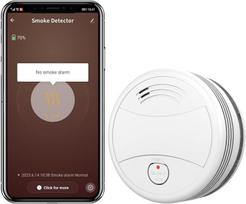 Pgst Wifi dūmų detektorius, dūmų signalizacija su keičiama baterija, Tuya programėlės arba Smart Life programėlės pranešimai, tinklinis dūmų detektorius su 85 Db pagal Ce ir En 14604 standartą, 1 vnt.