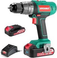 Hychika 18 V akumuliatorinis suktuvo rinkinys, akumuliatorinis gręžtuvas su 2.0 Ah akumuliatoriumi, perforatorius maks. 45 Nm, 2 greičiai, 21 + 3 sukimo momentai, akumuliatorinis gręžtuvas su priedais