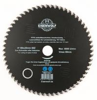 180 x 20 mm pjūklo diskas, skirtas medienai, su 60 pakreiptų Tct dantų, ptfe nelimpančia danga ir lazeriniais pjūviais triukšmo mažinimui