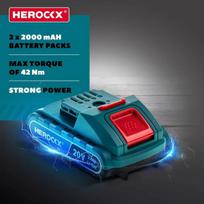 20v akumuliatorinis smūginis gręžtuvas-suktuvas, herockx belaidis suktuvas su 2 2000mah akumuliatoriais, 42nm belaidis gręžtuvas su led lempute, tinkamas "pasidaryk pats", namams, sodui