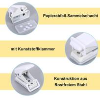 Kišeninis skylamušis, mažas skylamušis aplankams, skylių mušimo įrankis biurui, baltas, mokyklai ir "pasidaryk pats" projektams, mini skylamušis nuotraukų albumams, suvenyrams ir skirtukams, kišeninis skylamušis mokyklai