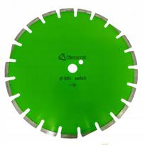 Deimantinis diskas asfaltui pjauti 350 mm x 25,4 mm Premium, įstrižas, žalias