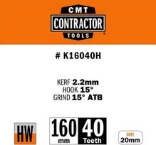 Cmt Orange Tools K16040h diskinis pjūklas išilginiam ir skersiniam pjovimui Hw Hw 160 x 2.2/1.4 x 20